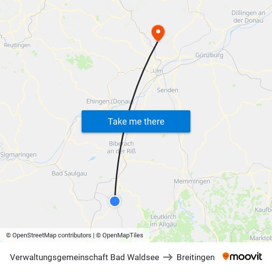 Verwaltungsgemeinschaft Bad Waldsee to Breitingen map