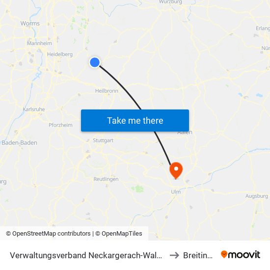 Verwaltungsverband Neckargerach-Waldbrunn to Breitingen map