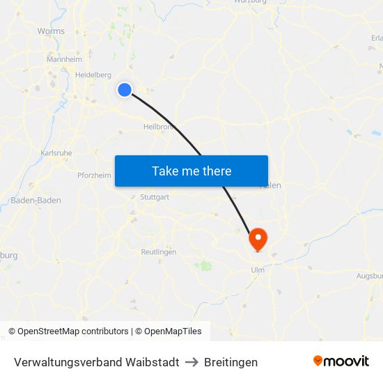 Verwaltungsverband Waibstadt to Breitingen map