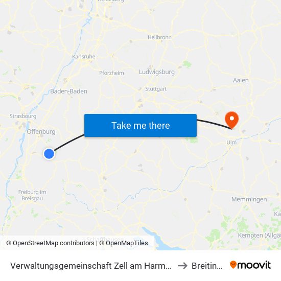 Verwaltungsgemeinschaft Zell am Harmersbach to Breitingen map