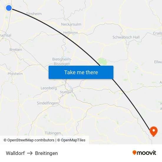 Walldorf to Breitingen map