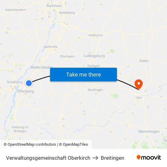 Verwaltungsgemeinschaft Oberkirch to Breitingen map