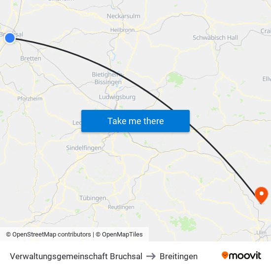 Verwaltungsgemeinschaft Bruchsal to Breitingen map