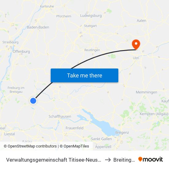 Verwaltungsgemeinschaft Titisee-Neustadt to Breitingen map