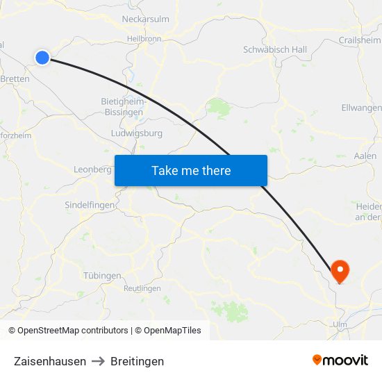 Zaisenhausen to Breitingen map