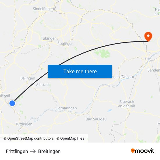 Frittlingen to Breitingen map