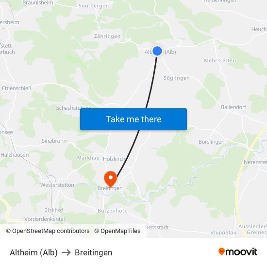 Altheim (Alb) to Breitingen map