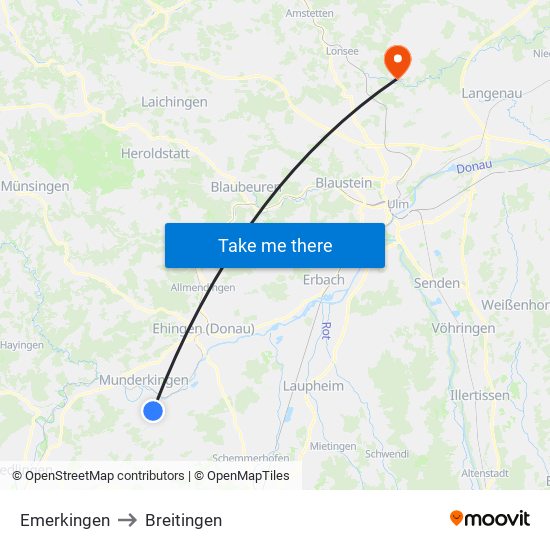 Emerkingen to Breitingen map