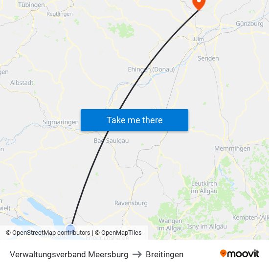 Verwaltungsverband Meersburg to Breitingen map