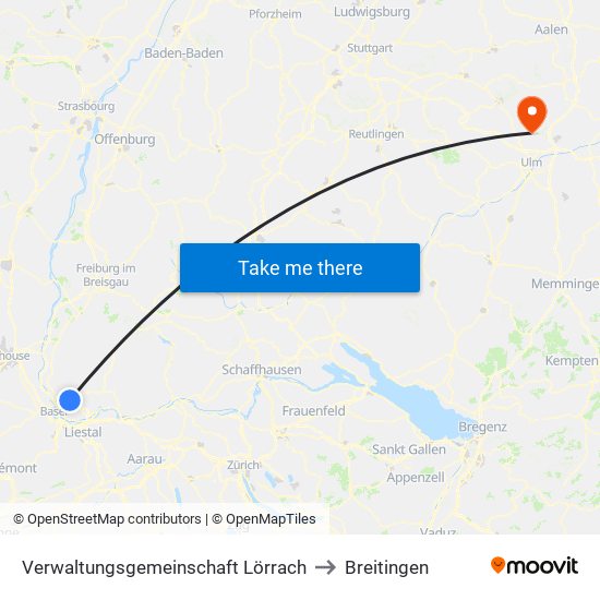 Verwaltungsgemeinschaft Lörrach to Breitingen map