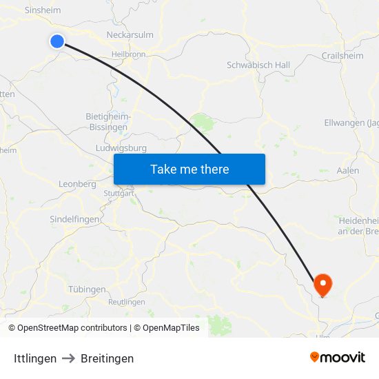 Ittlingen to Breitingen map