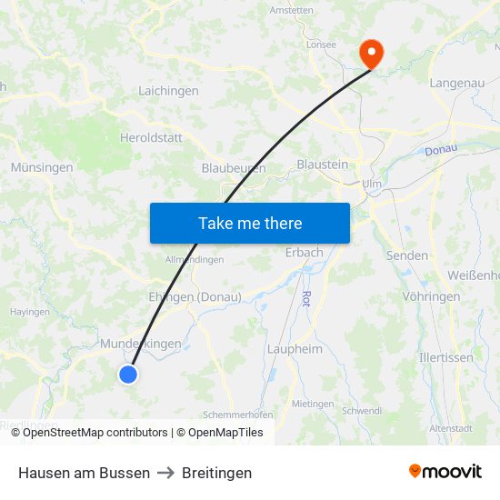 Hausen am Bussen to Breitingen map