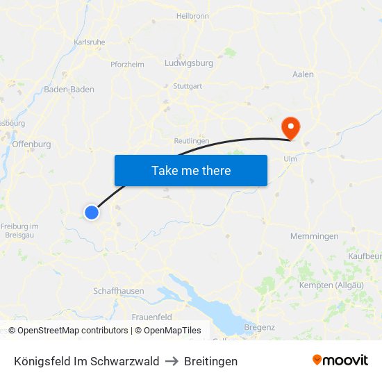 Königsfeld Im Schwarzwald to Breitingen map