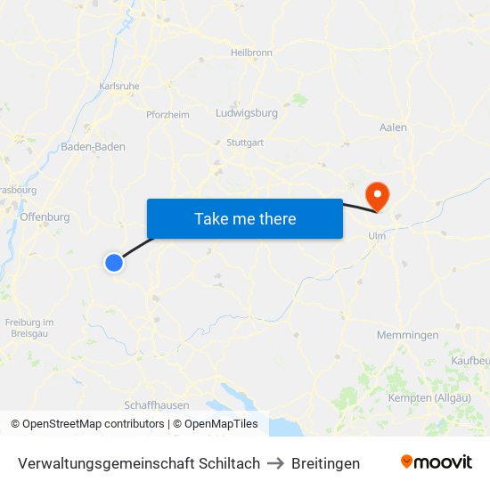 Verwaltungsgemeinschaft Schiltach to Breitingen map