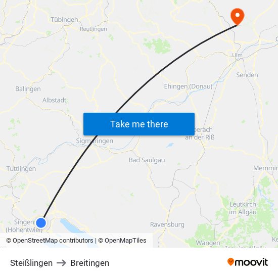 Steißlingen to Breitingen map