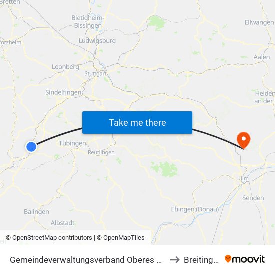 Gemeindeverwaltungsverband Oberes Gäu to Breitingen map