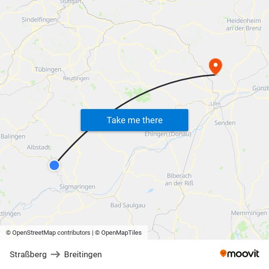 Straßberg to Breitingen map