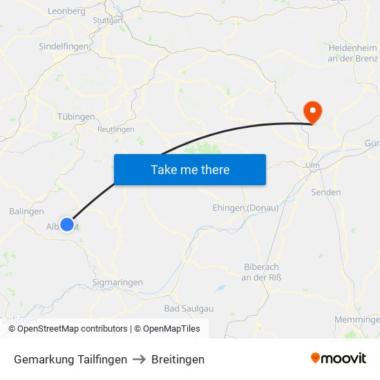 Gemarkung Tailfingen to Breitingen map