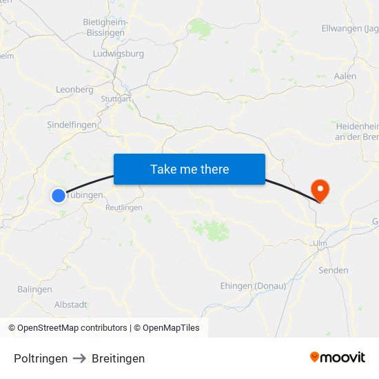 Poltringen to Breitingen map