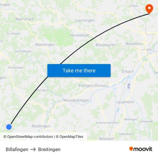 Billafingen to Breitingen map