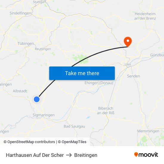 Harthausen Auf Der Scher to Breitingen map