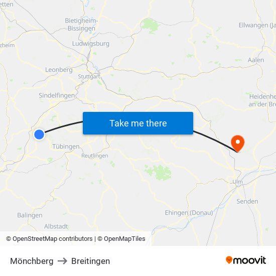 Mönchberg to Breitingen map