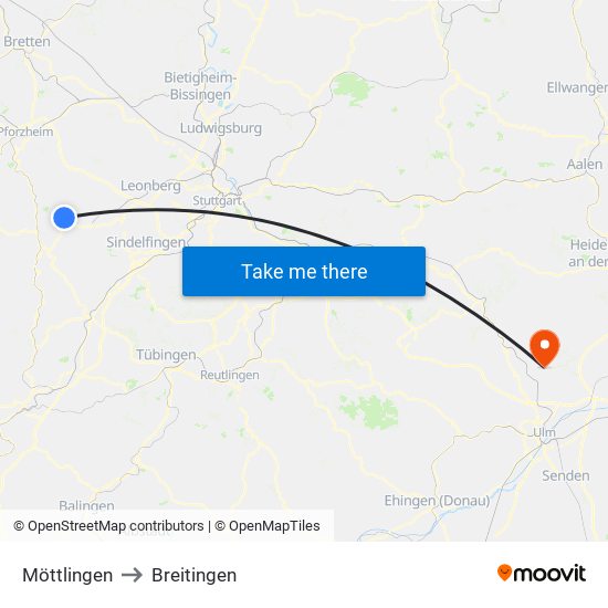 Möttlingen to Breitingen map