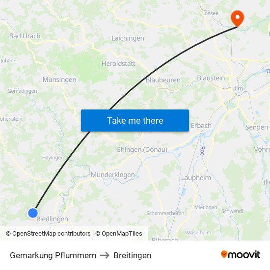 Gemarkung Pflummern to Breitingen map