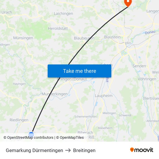 Gemarkung Dürmentingen to Breitingen map