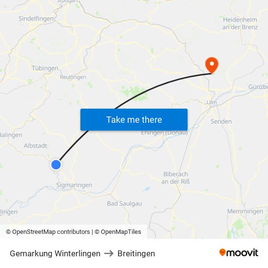 Gemarkung Winterlingen to Breitingen map