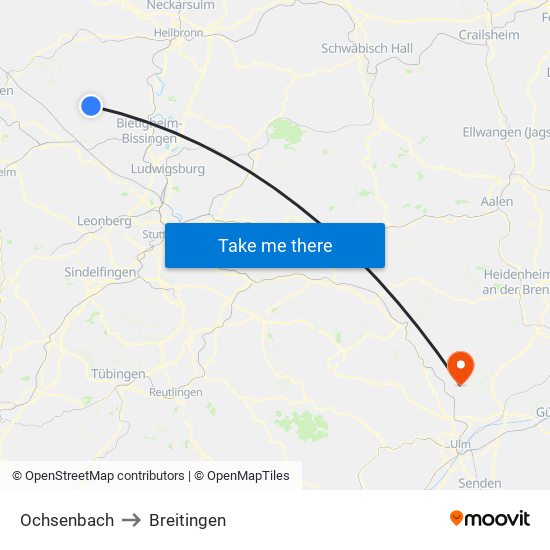 Ochsenbach to Breitingen map