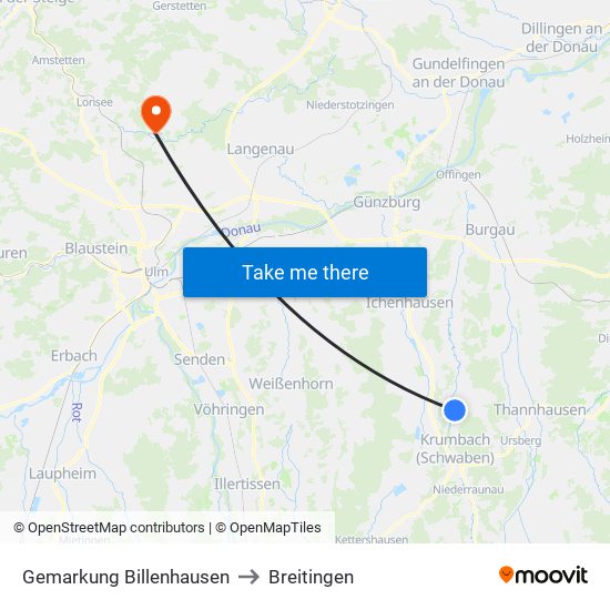 Gemarkung Billenhausen to Breitingen map