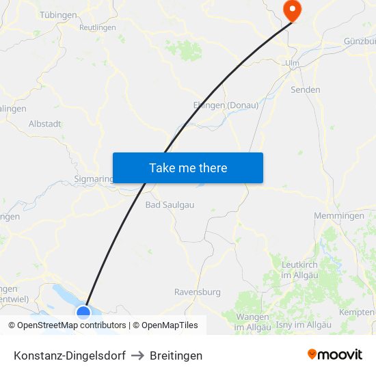 Konstanz-Dingelsdorf to Breitingen map