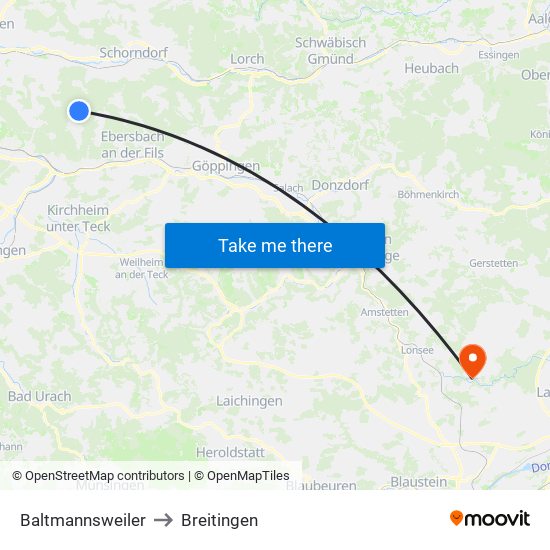 Baltmannsweiler to Breitingen map