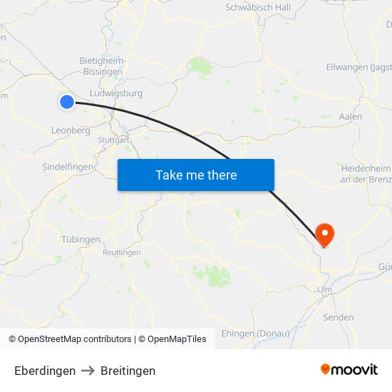 Eberdingen to Breitingen map