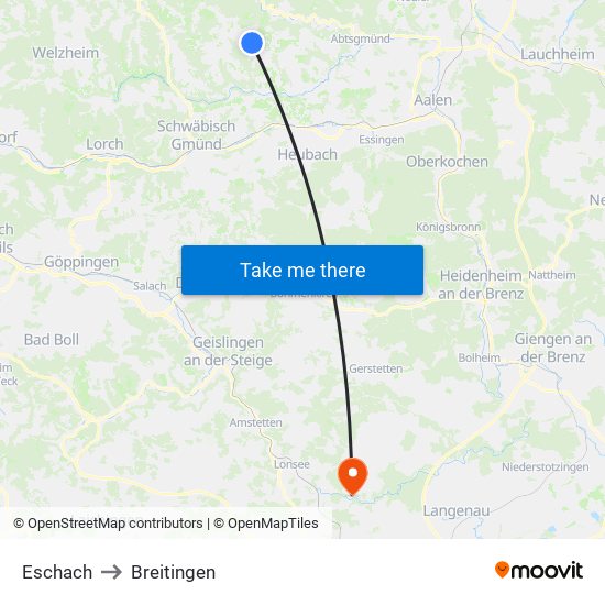 Eschach to Breitingen map