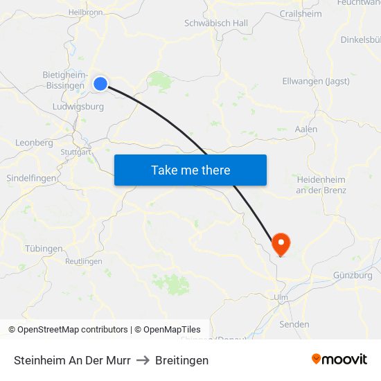 Steinheim An Der Murr to Breitingen map