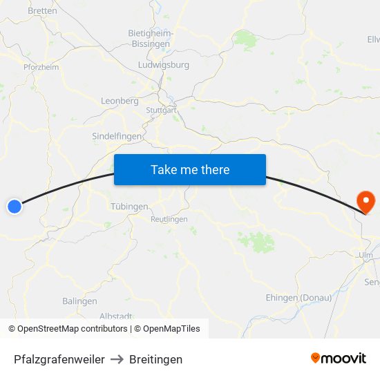 Pfalzgrafenweiler to Breitingen map
