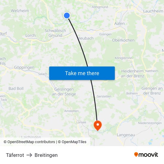 Täferrot to Breitingen map