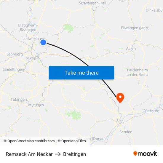 Remseck Am Neckar to Breitingen map