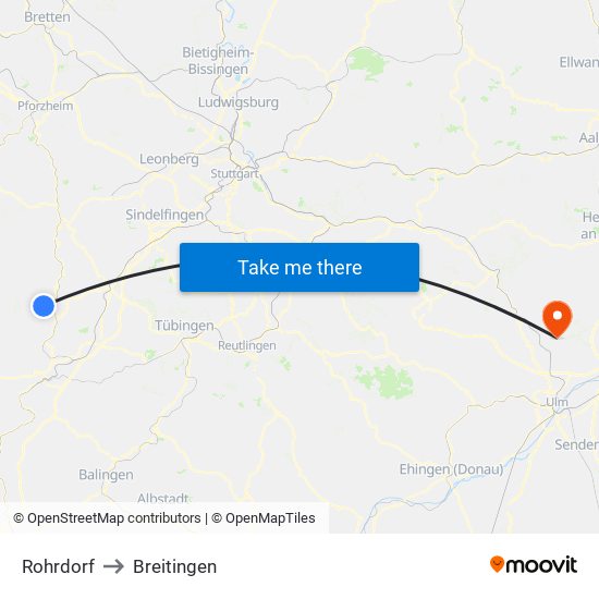 Rohrdorf to Breitingen map