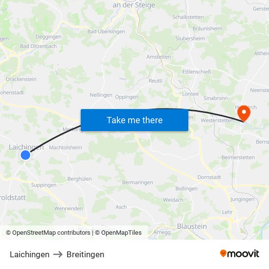 Laichingen to Breitingen map