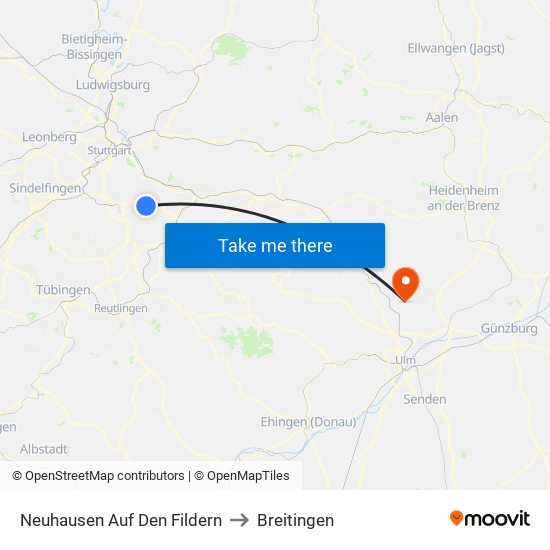 Neuhausen Auf Den Fildern to Breitingen map