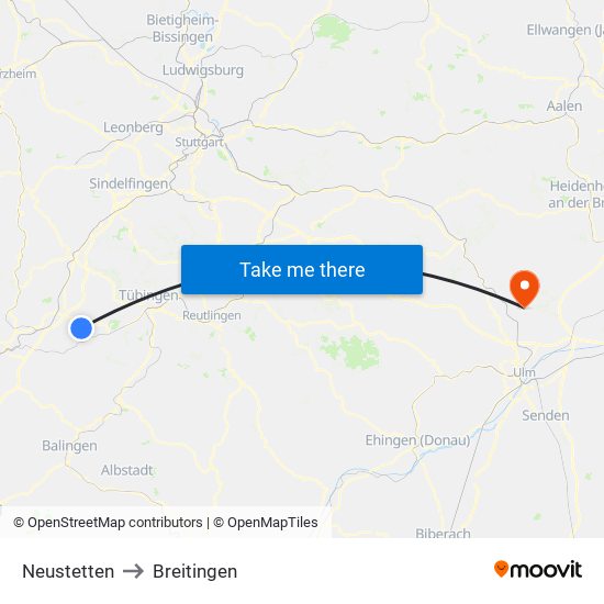 Neustetten to Breitingen map
