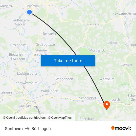 Sontheim to Börtlingen map