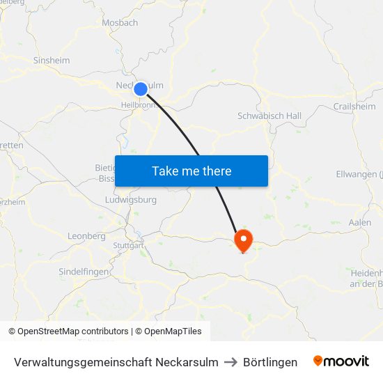 Verwaltungsgemeinschaft Neckarsulm to Börtlingen map