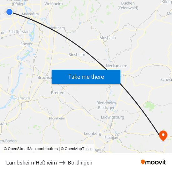 Lambsheim-Heßheim to Börtlingen map