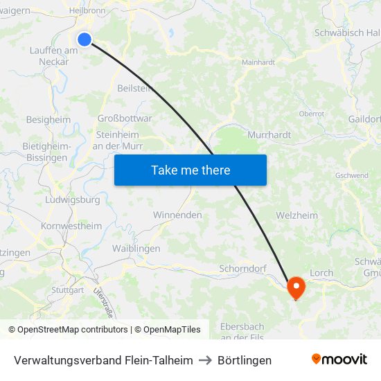 Verwaltungsverband Flein-Talheim to Börtlingen map