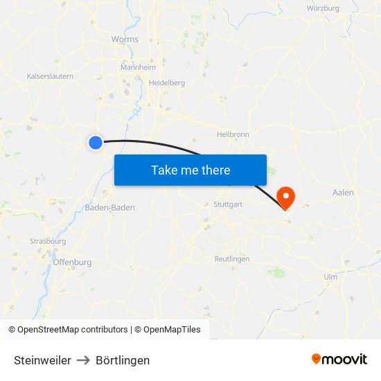 Steinweiler to Börtlingen map