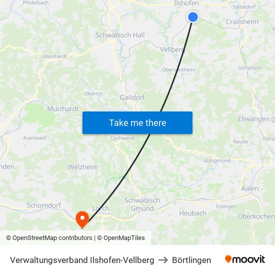 Verwaltungsverband Ilshofen-Vellberg to Börtlingen map